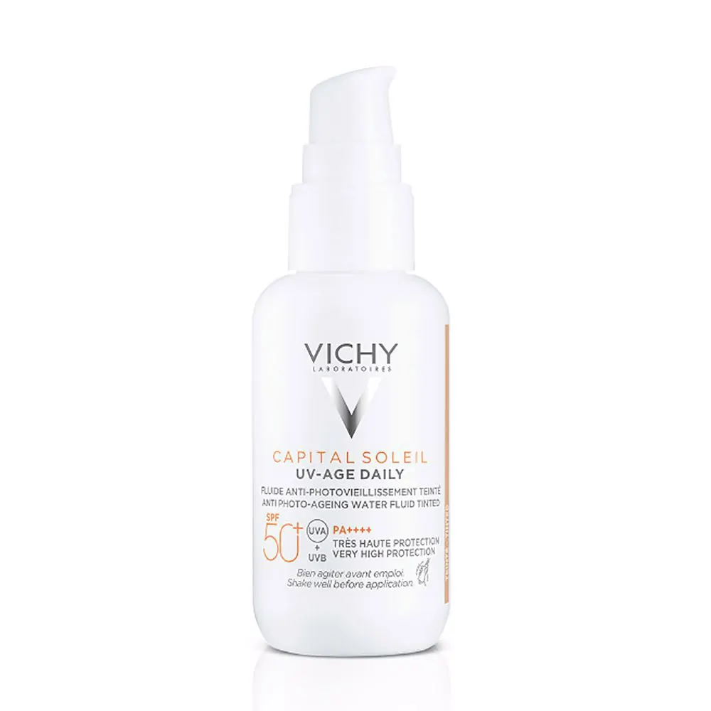 CAPITAL SOLEIL UV-AGE DAILY CON COLOR WATER FLUID antifotoenvejecimiento UVB SPF50+ UVA 40 ml