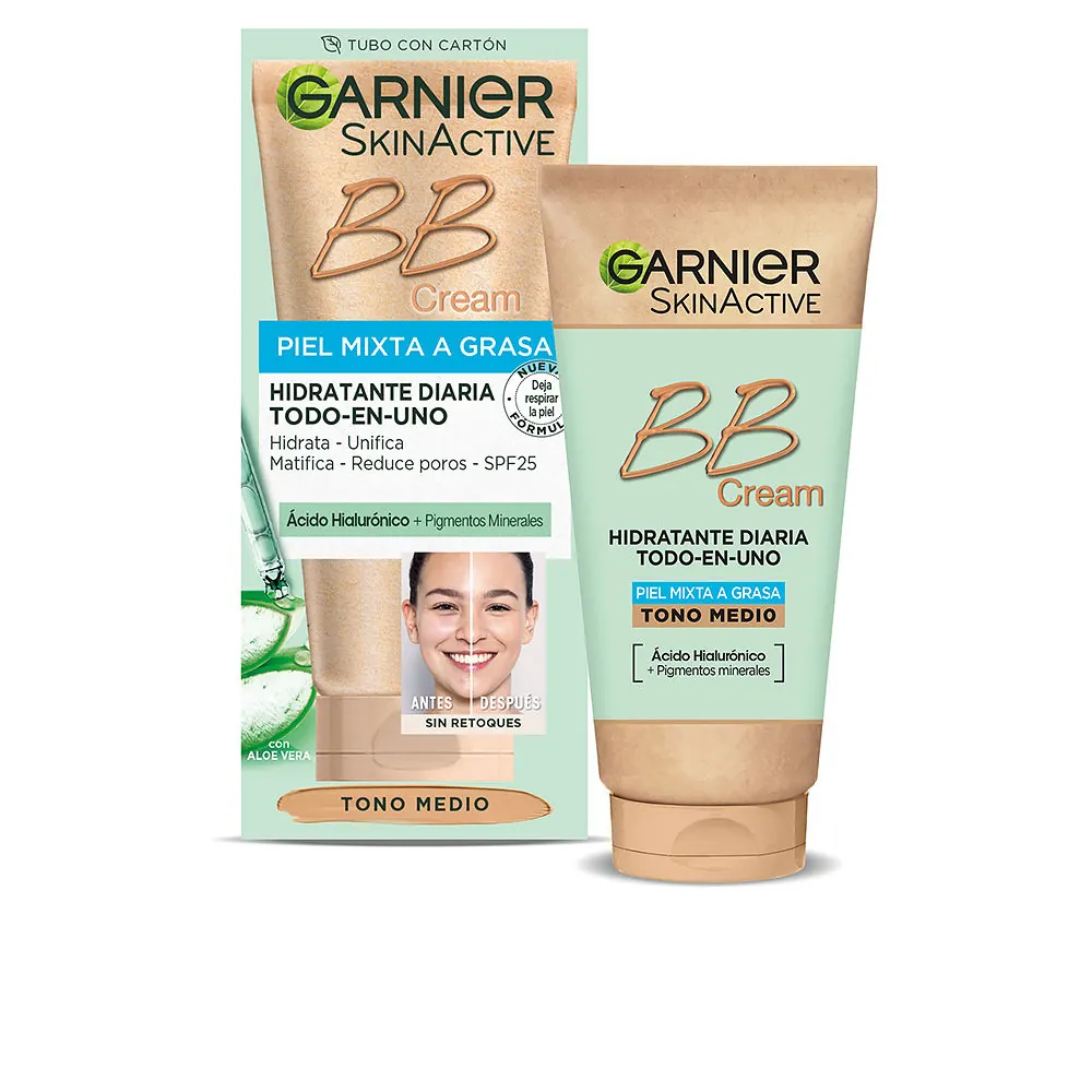 SKINACTIVE BB CREAM piel mixta a grasa hidratante diario SPF25 #tono medio 50 ml