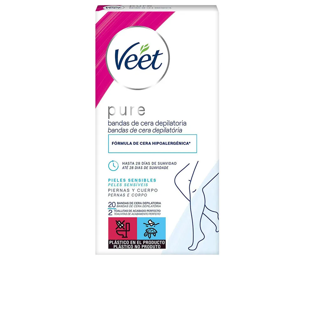 BANDAS DE CERA PURE corporal piel sensible 20 u