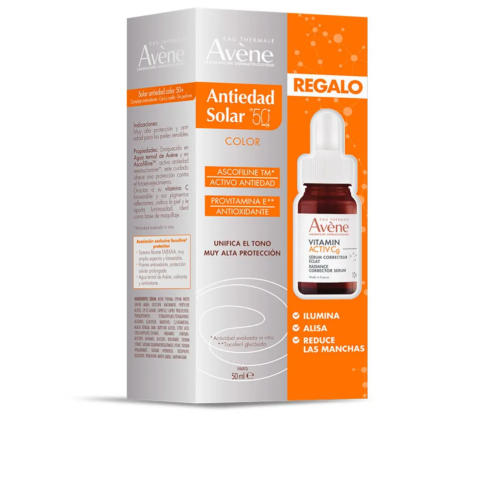 SOLAIRE ANTIEDAD CON COLOR SPF50+ ESTUCHE 2 pz