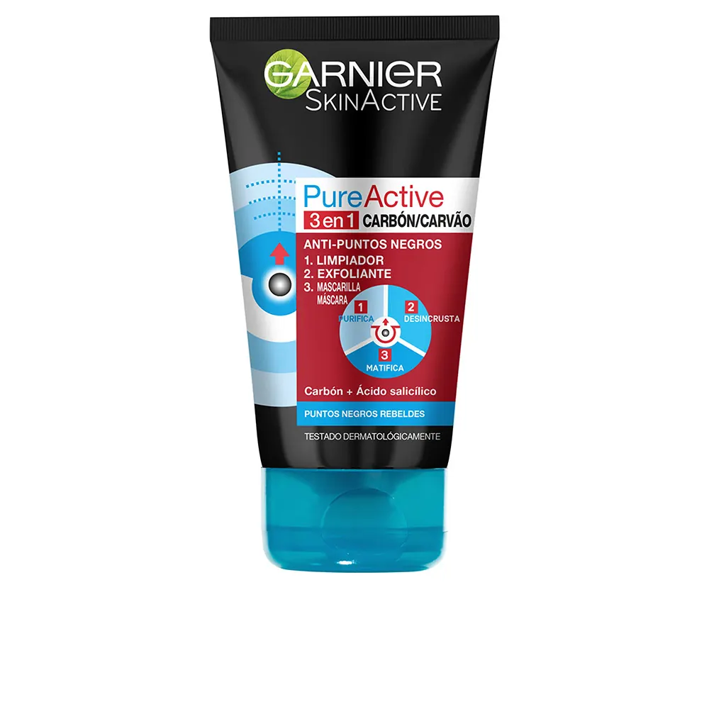 PURE ACTIVE intensive 3 en 1 carbón anti-puntos negros piel grasa 150 ml