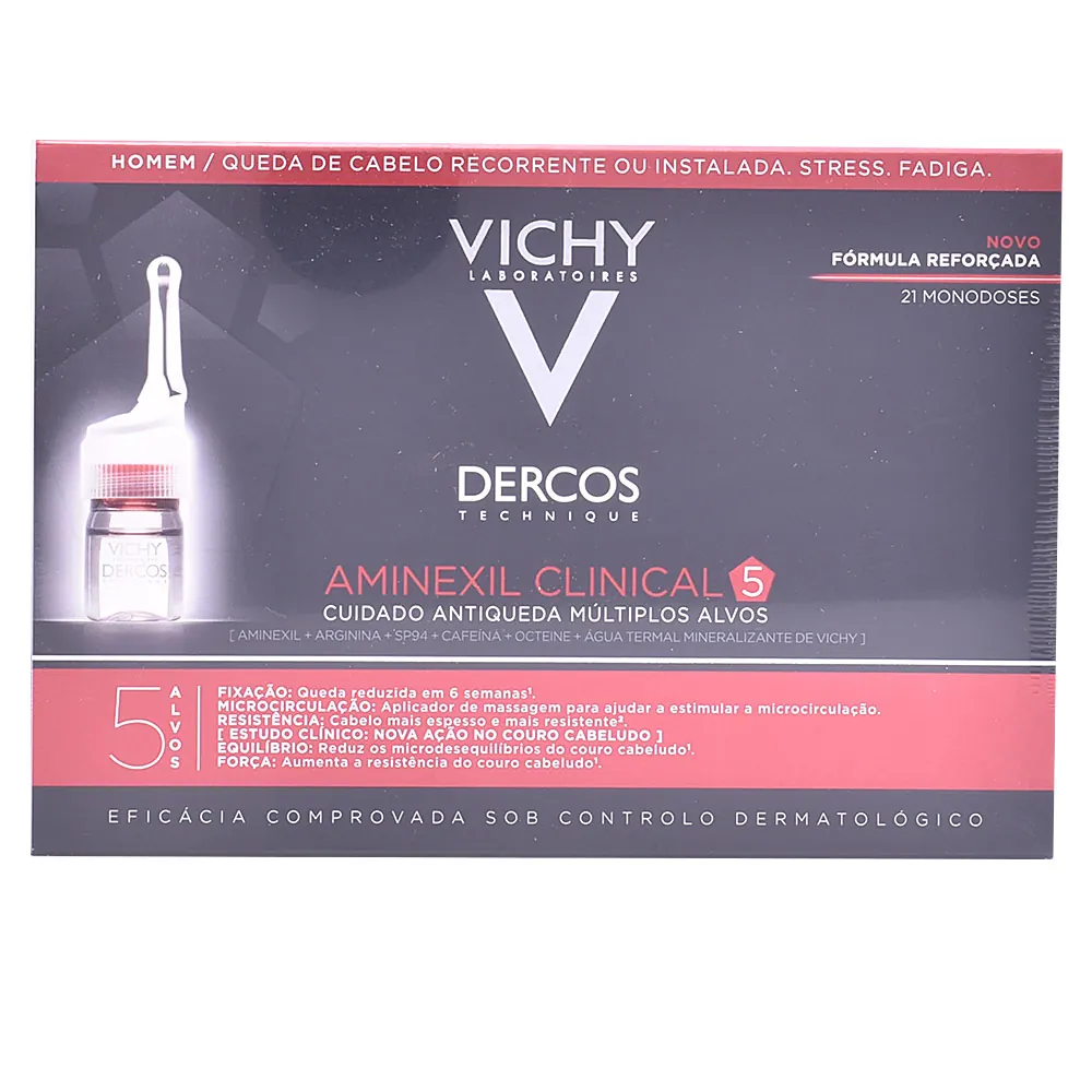 DERCOS TECHNIQUE AMINEXIL CLINICAL 5 hombre, fortalece y equilibra el cuero cabelludo 21 x 6 ml